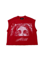 RED FOCUS SLEEVELESS TEE