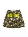 DEBT PAID CROSS CAMO CARGO SHORTS